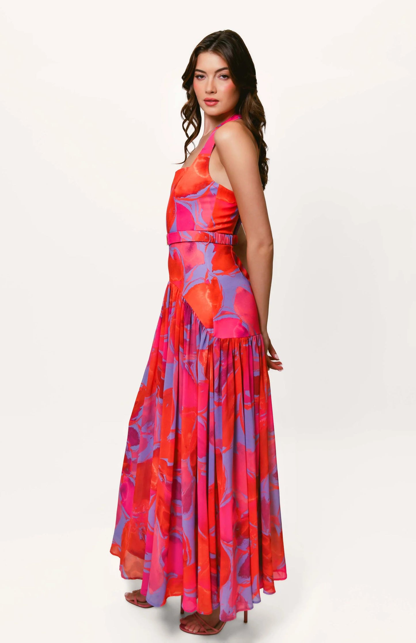 Aza Floral-Print Halter Maxi Dress