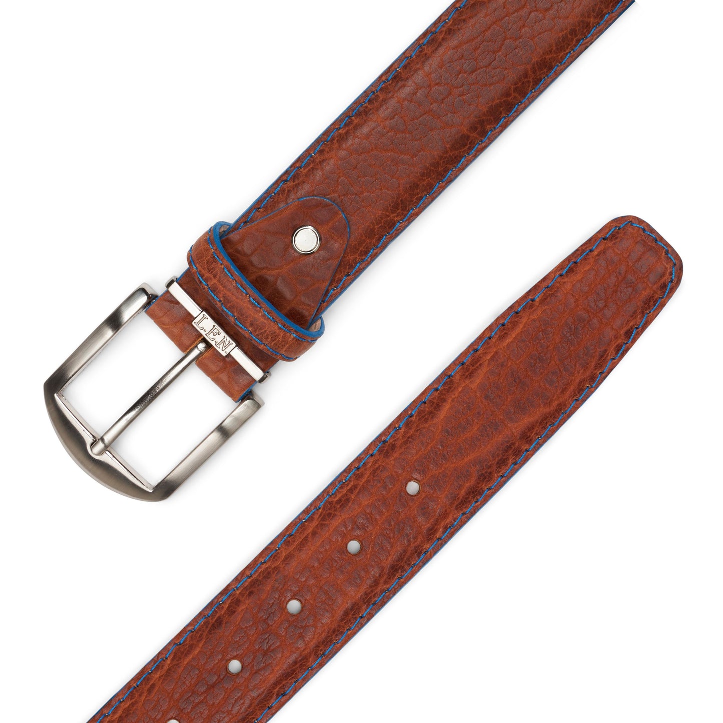 American Bison - Cognac w/ Denim Edge & Border Stitch