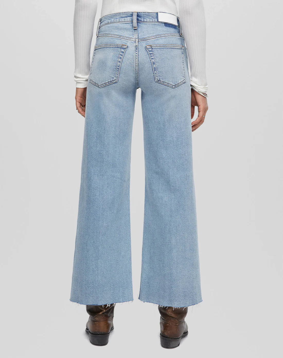 Mid Rise Wide Leg Crop Denim