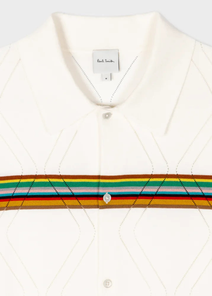 Paul Smith White 'Signature Stripe' Knitted Shirt