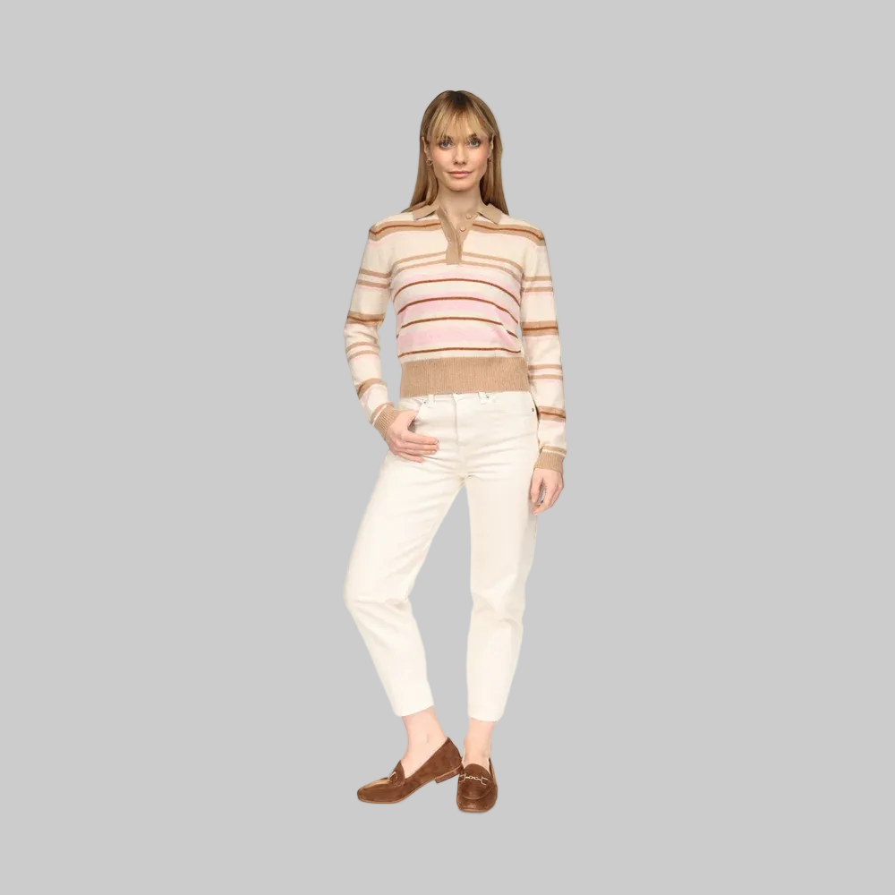 Slim Fit Stripey Polo in Lace