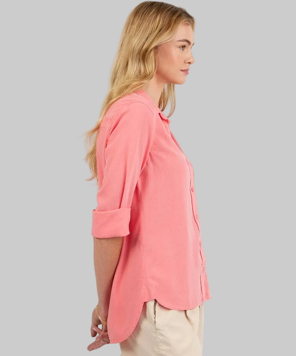 Shirt Tail Button Down in Coral