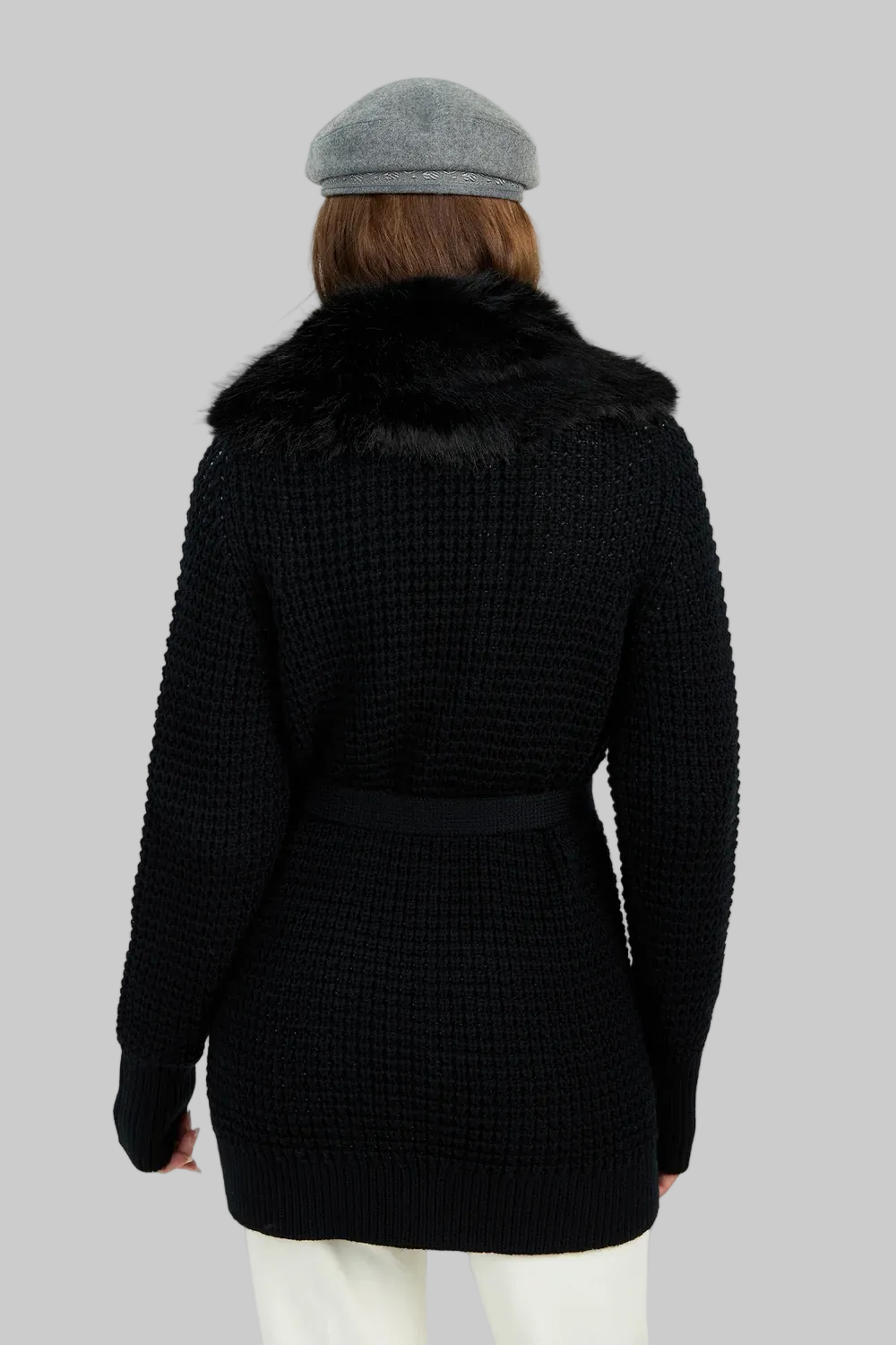 Pellicia Fur Cardigan in Black
