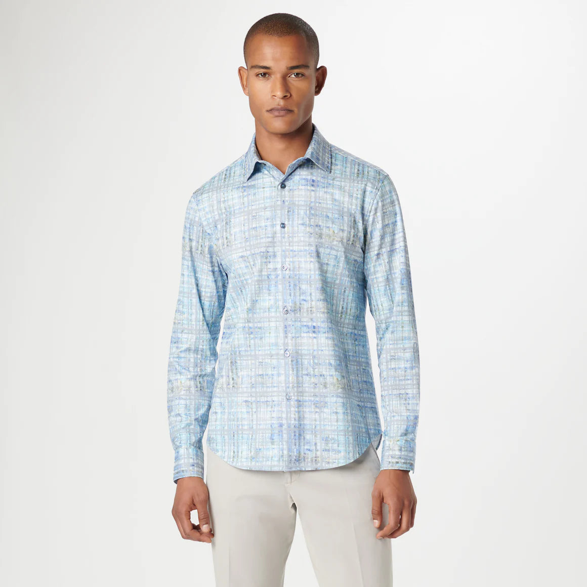 BUGATCHI LS James Plaid Check OoohCotton Shirt