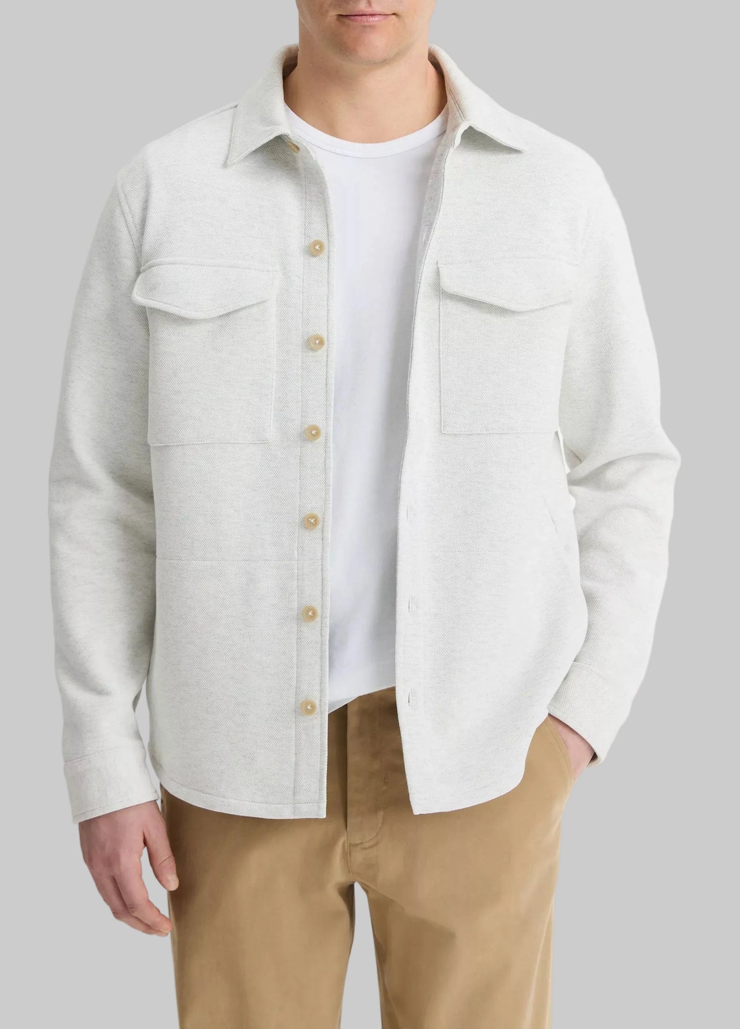 Double-Knit Cotton-Blend Piqué Shirt Jacket