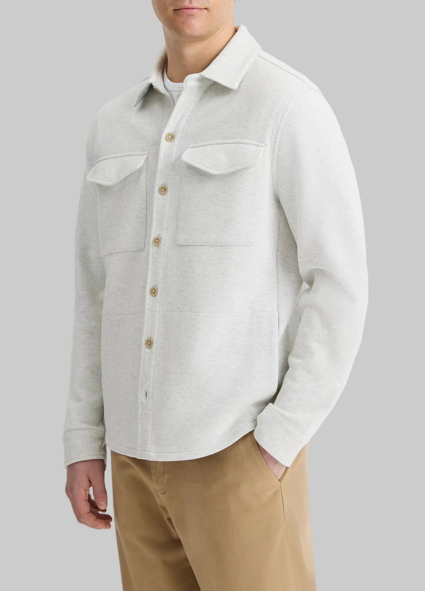 Double-Knit Cotton-Blend Piqué Shirt Jacket
