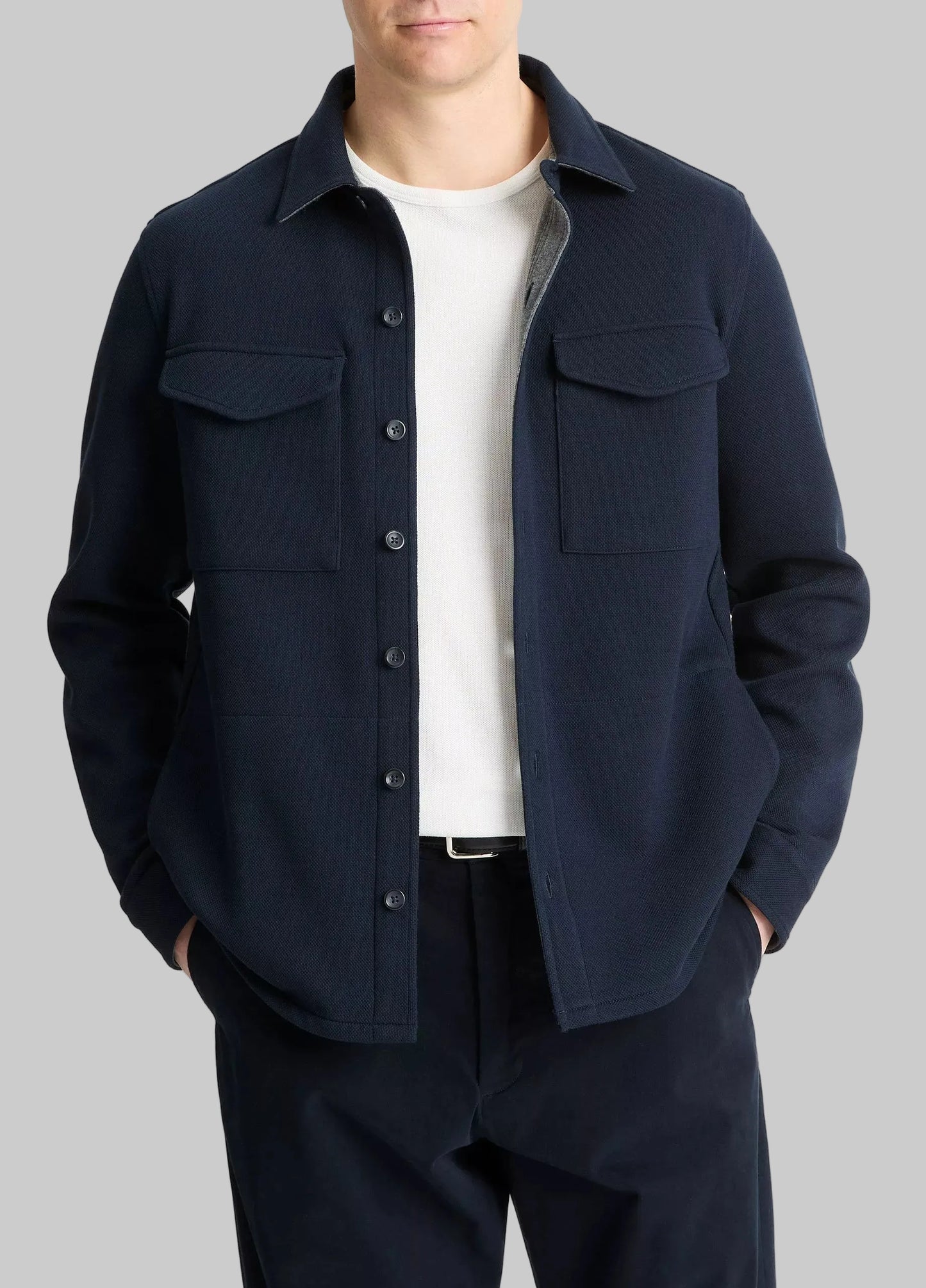Double-Knit Cotton-Blend Piqué Shirt Jacket