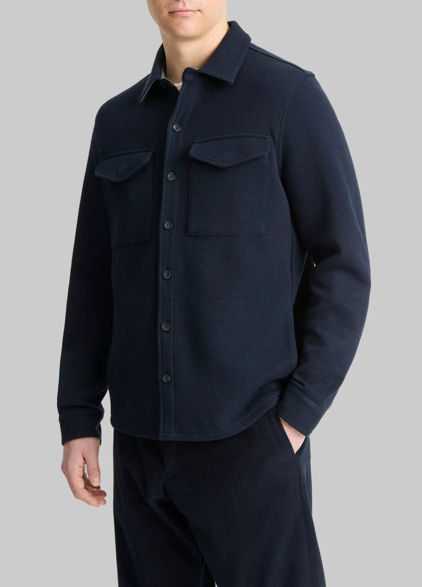 Double-Knit Cotton-Blend Piqué Shirt Jacket