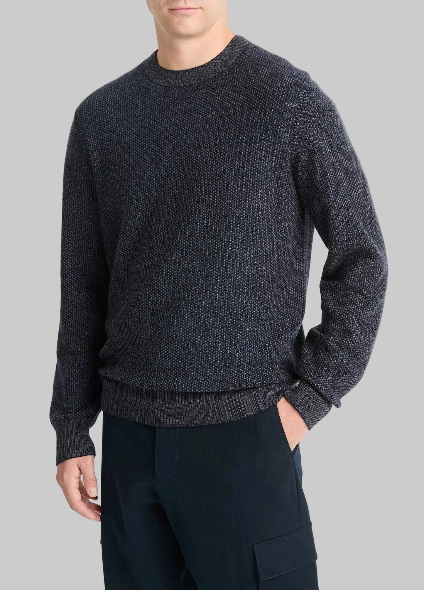 Geo-Jacquard Wool-Blend Crew Neck Sweater