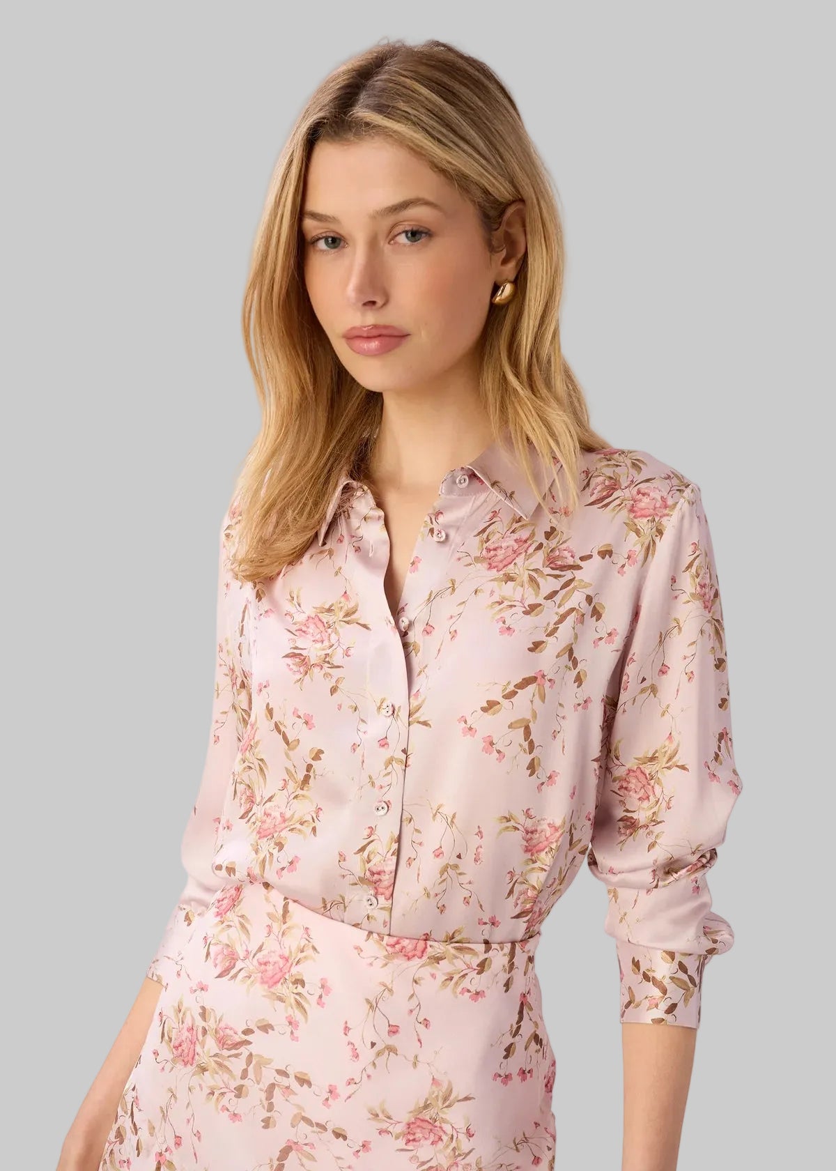Painted Petals Silk Blouse