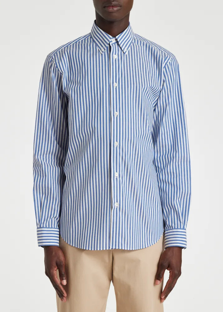 Paul Smith Casual-Fit Blue and White Stripe Button-Down Shirt