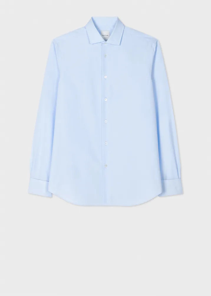 Paul Smith Tailored-Fit Sky Blue Shirt With 'Signature Stripe' Double Cuff