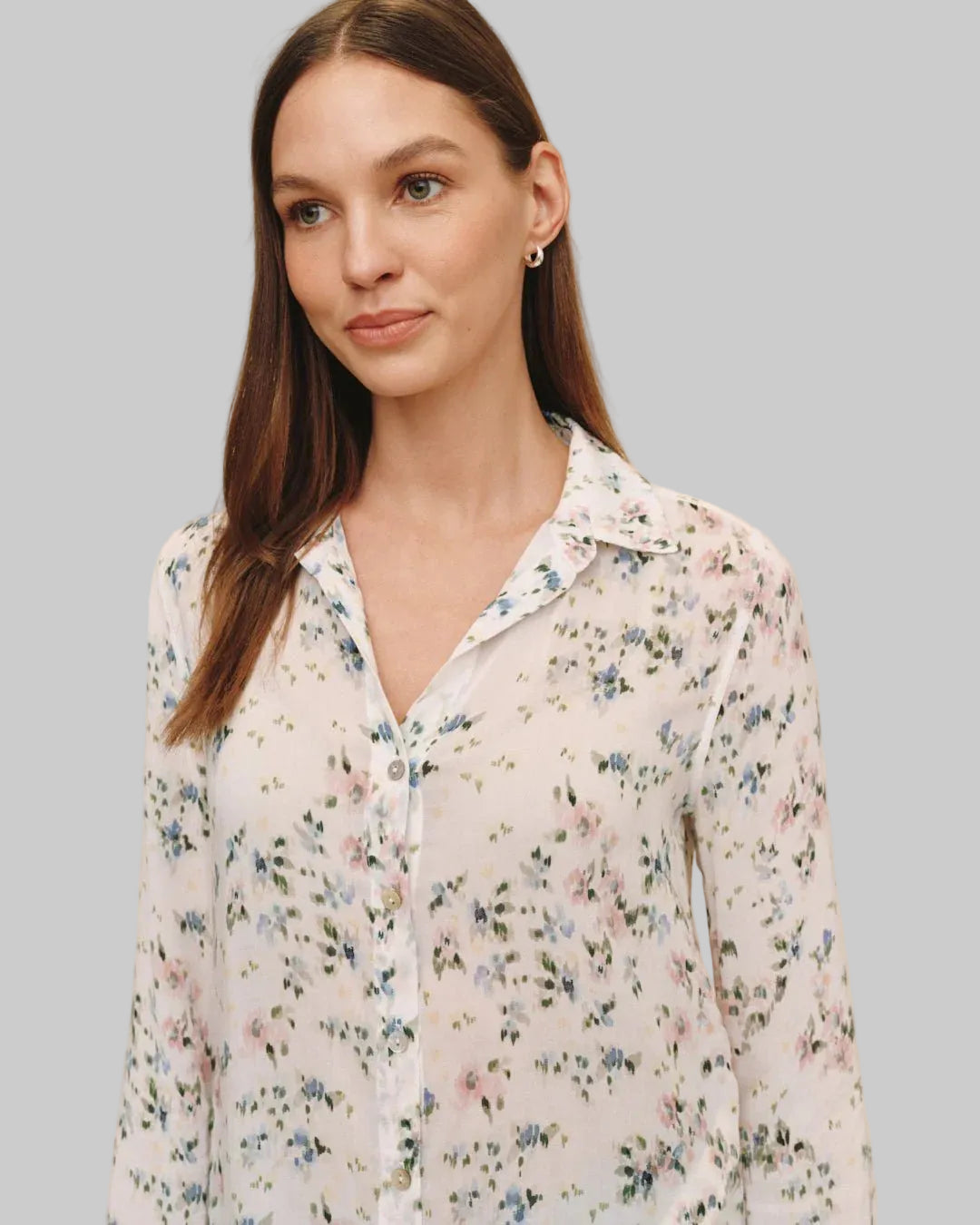 Classic Button Down - Painted Petals Print