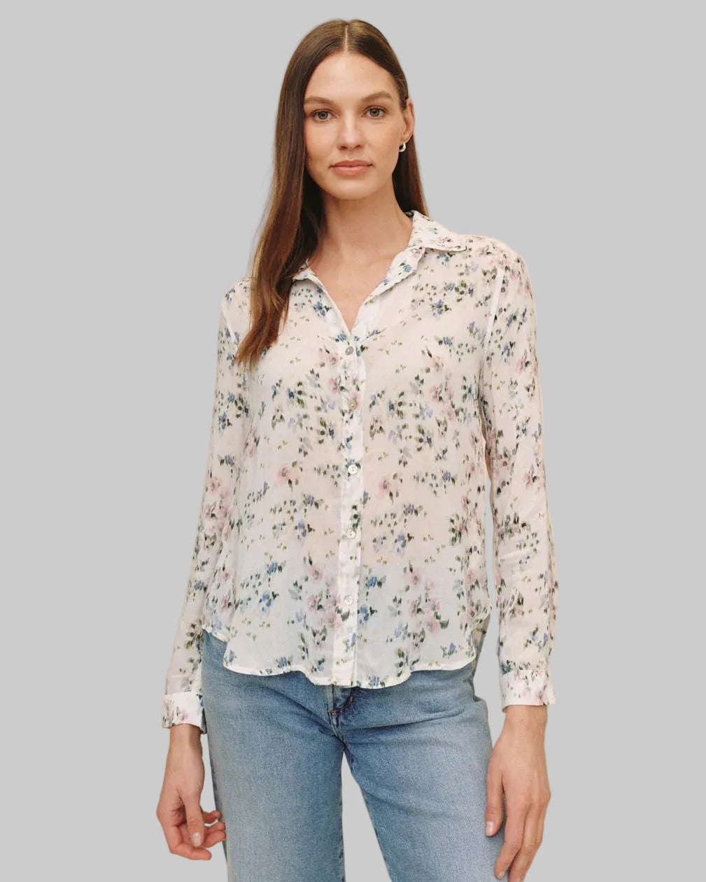 Classic Button Down - Painted Petals Print