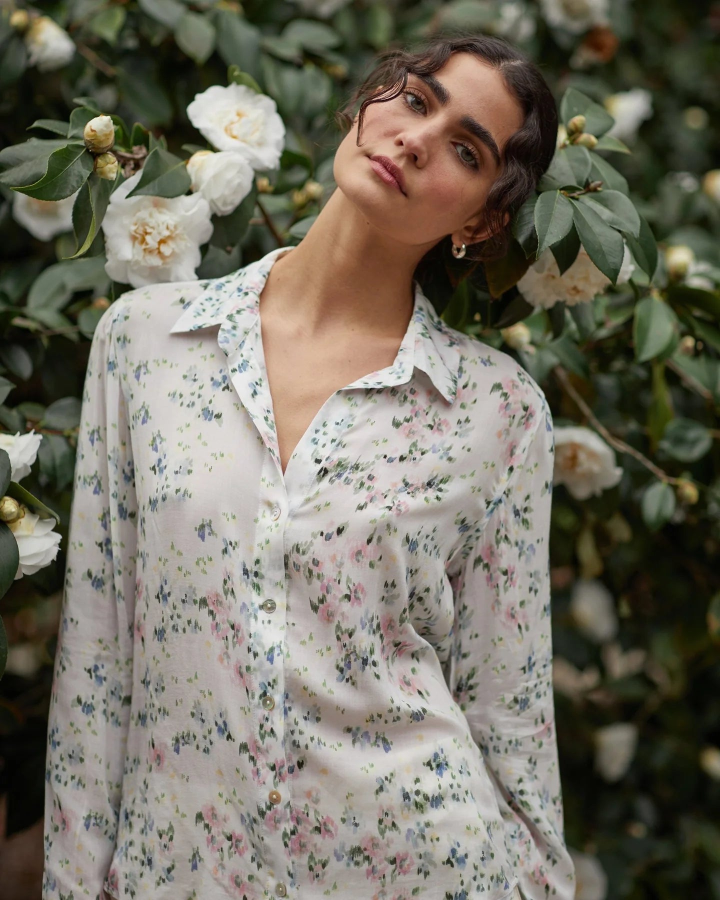 Classic Button Down - Painted Petals Print