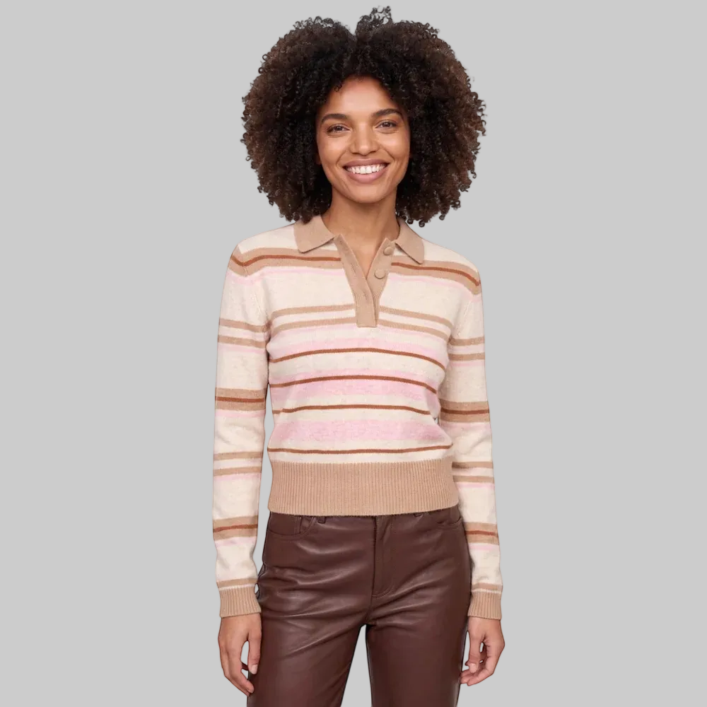 Slim Fit Stripey Polo in Lace