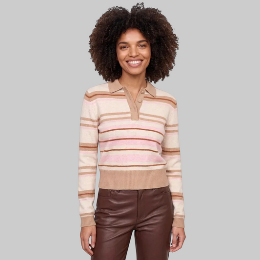Slim Fit Stripey Polo in Lace