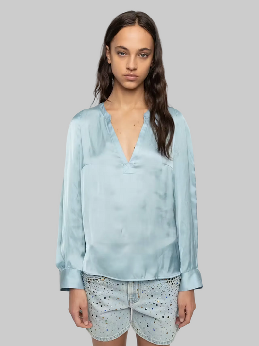 Torny Satin Tunic in Sky Blue