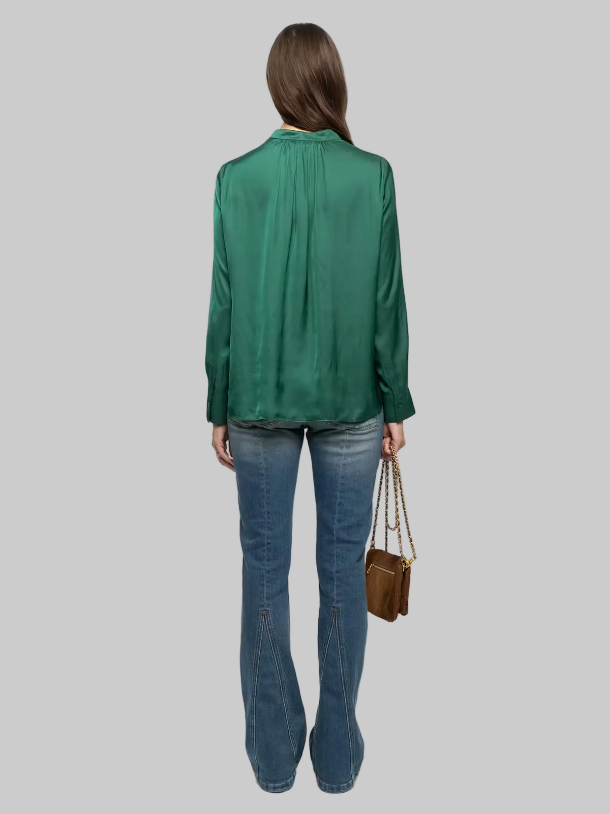 Tink Satin Shirt in Rain Forest
