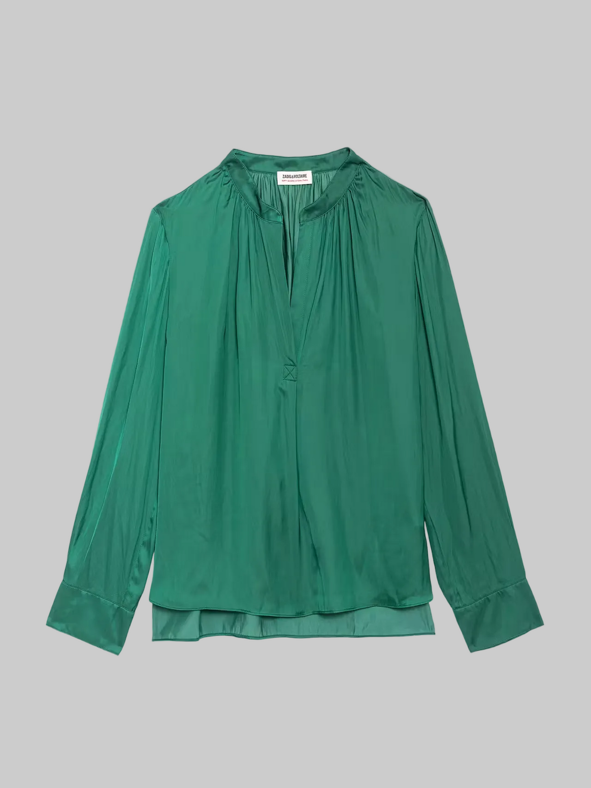 Tink Satin Shirt in Rain Forest