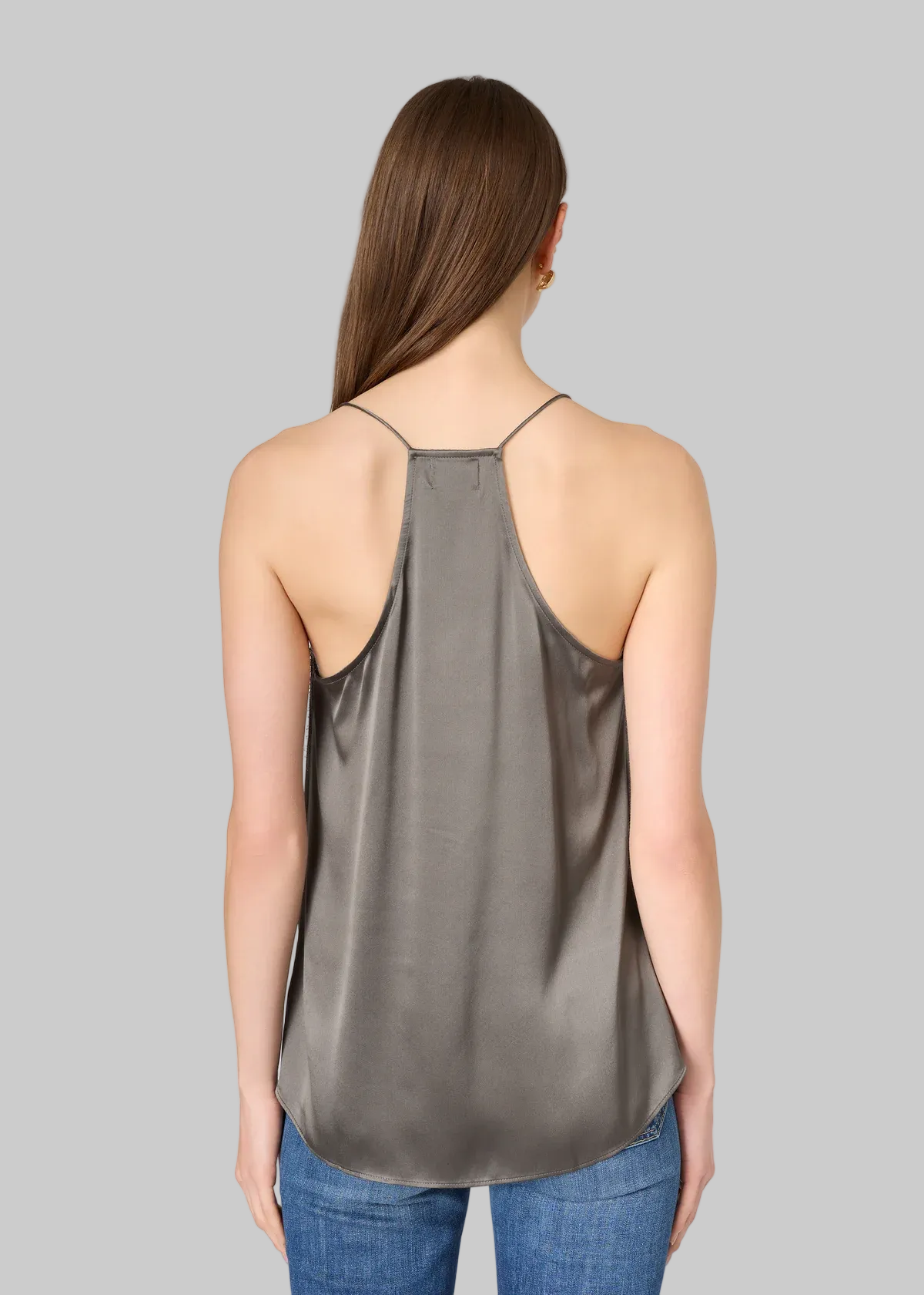Racer Charmeuse Camisole in Gunmetal